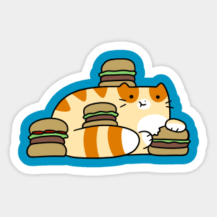 Tabby Cat Eating Burgers Sticker